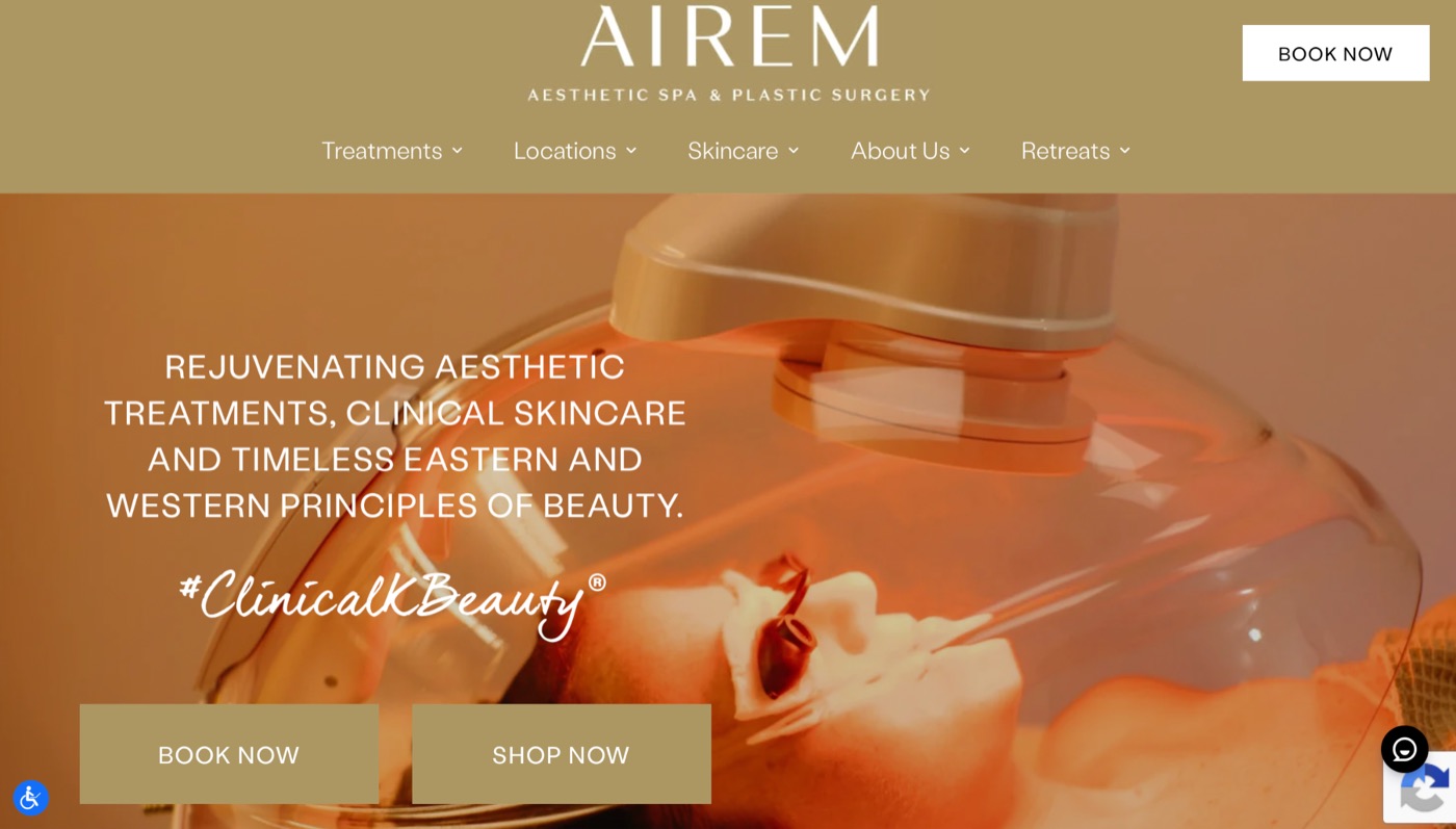 Airem website &mdash; documentary-style hero of a real treatment beneath a steam dome