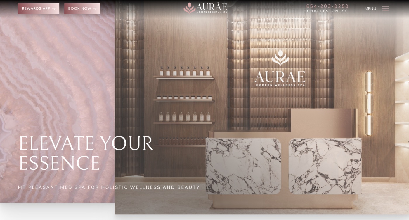 AURĀE website &mdash; cohesive brand identity across wellness, medical, and aesthetic services