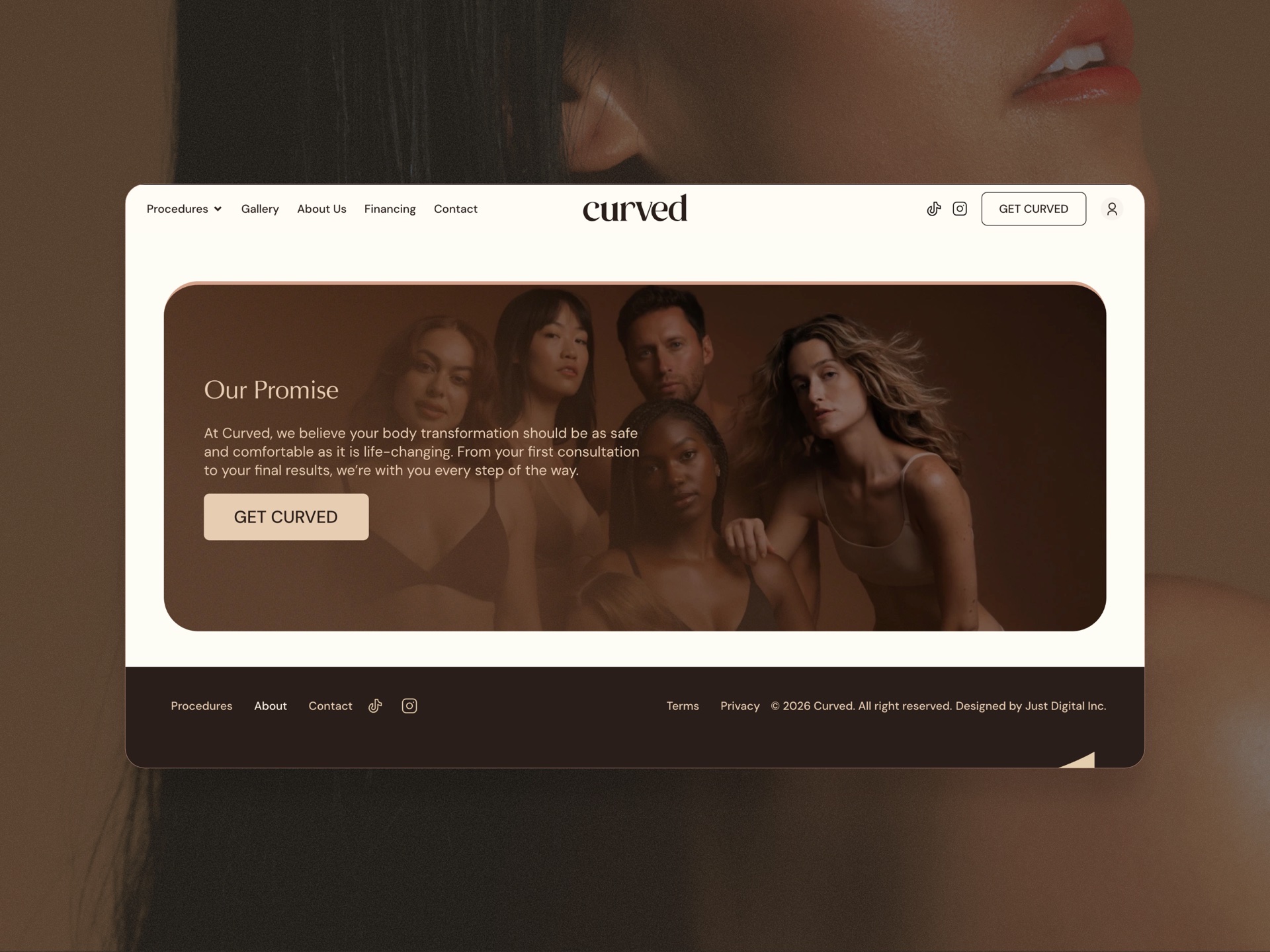 Curved website — Our Promise page