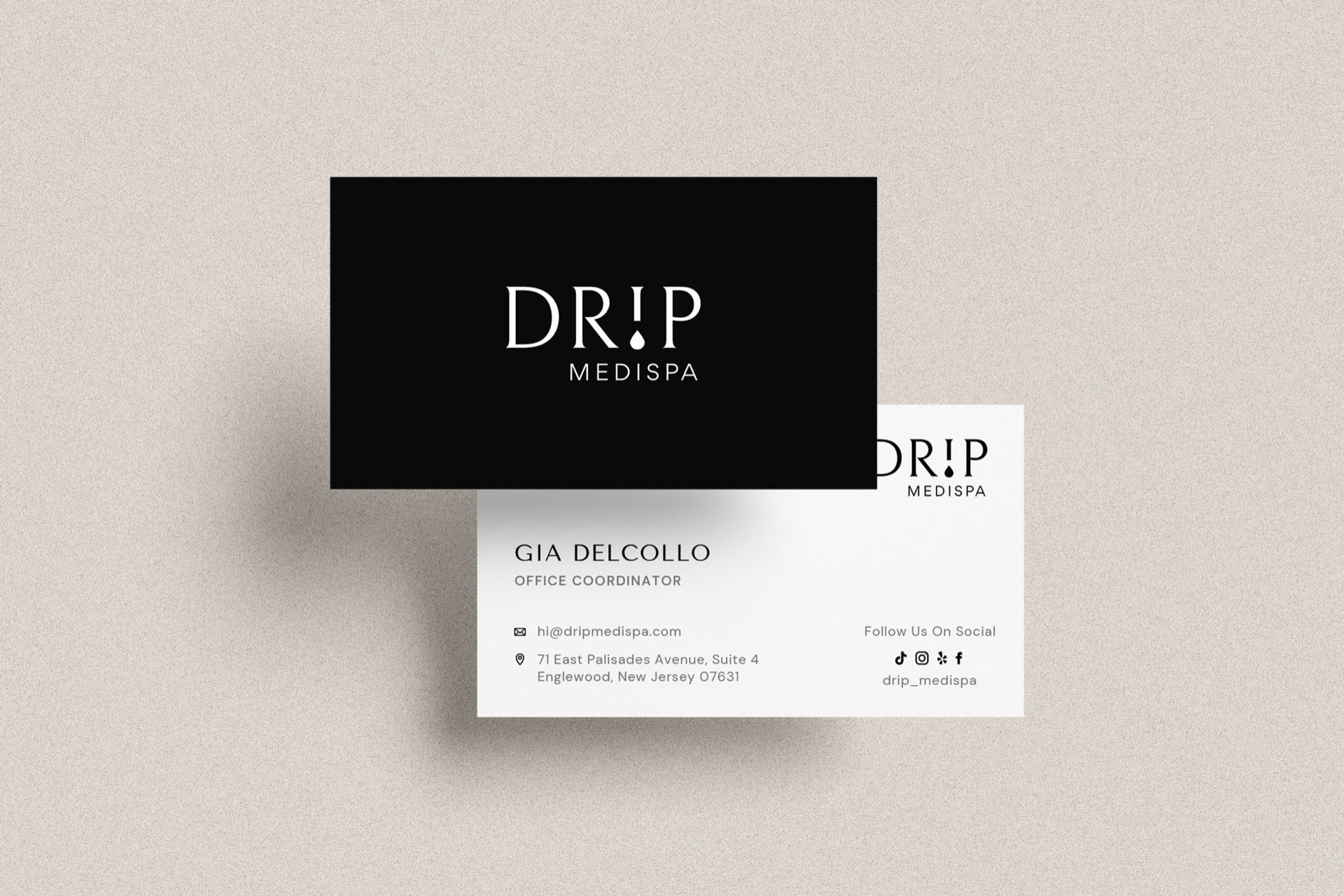 Drip MediSpa branded business cards