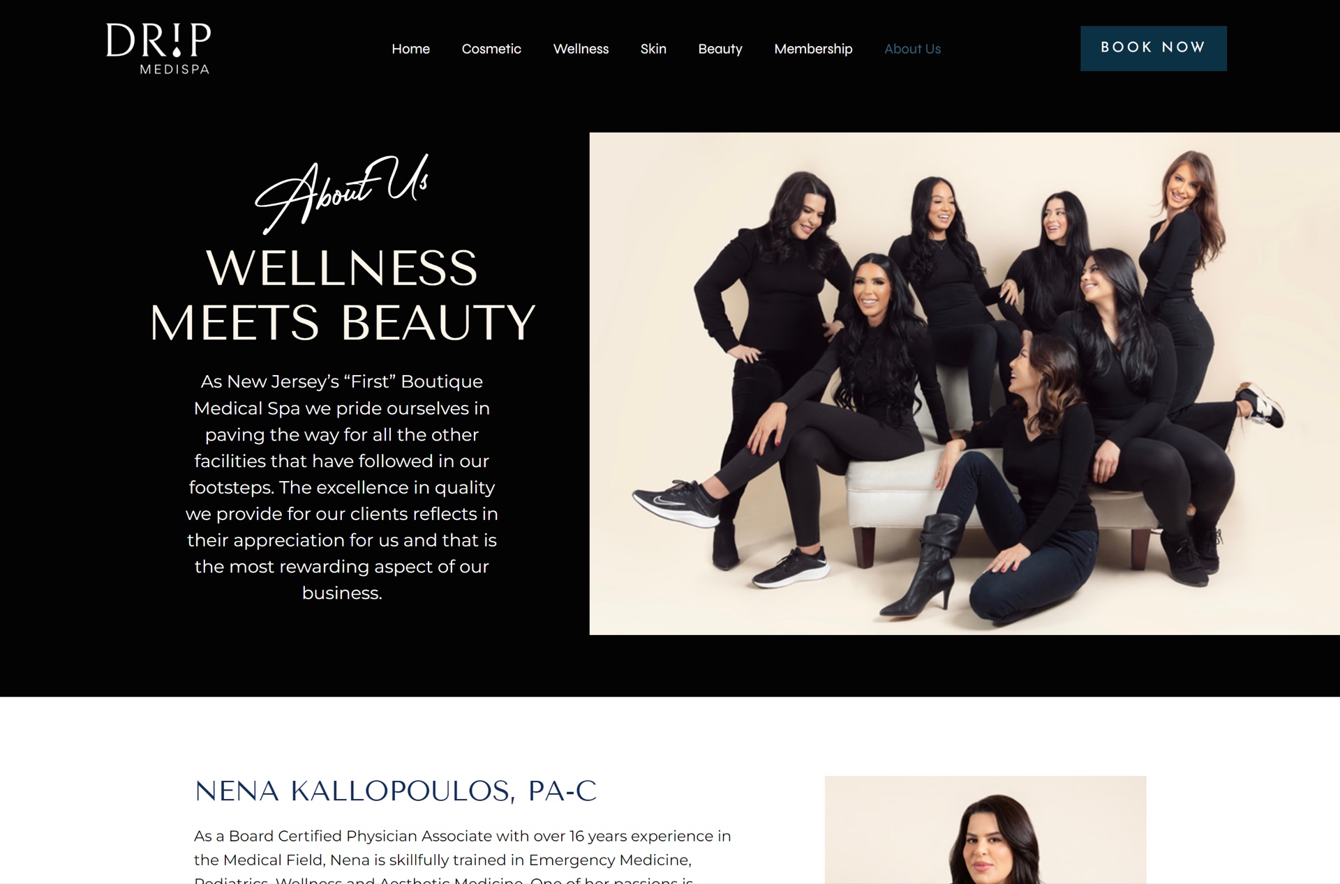 Drip MediSpa website — about page