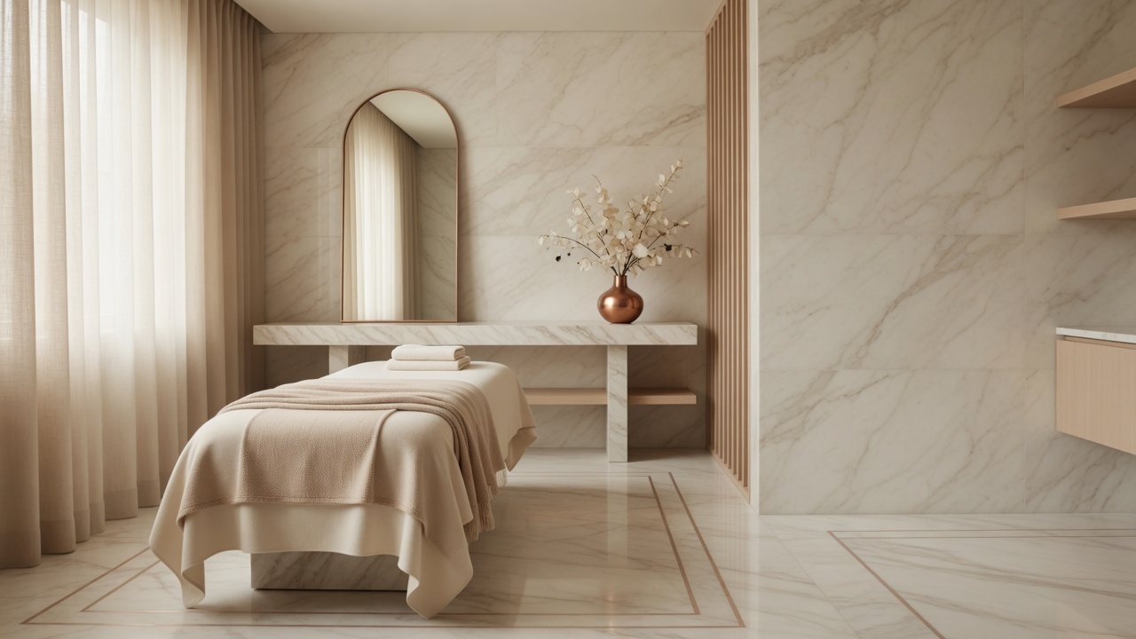 Elegant luxury med spa interior — high-end aesthetic practice environment for Google Ads hero