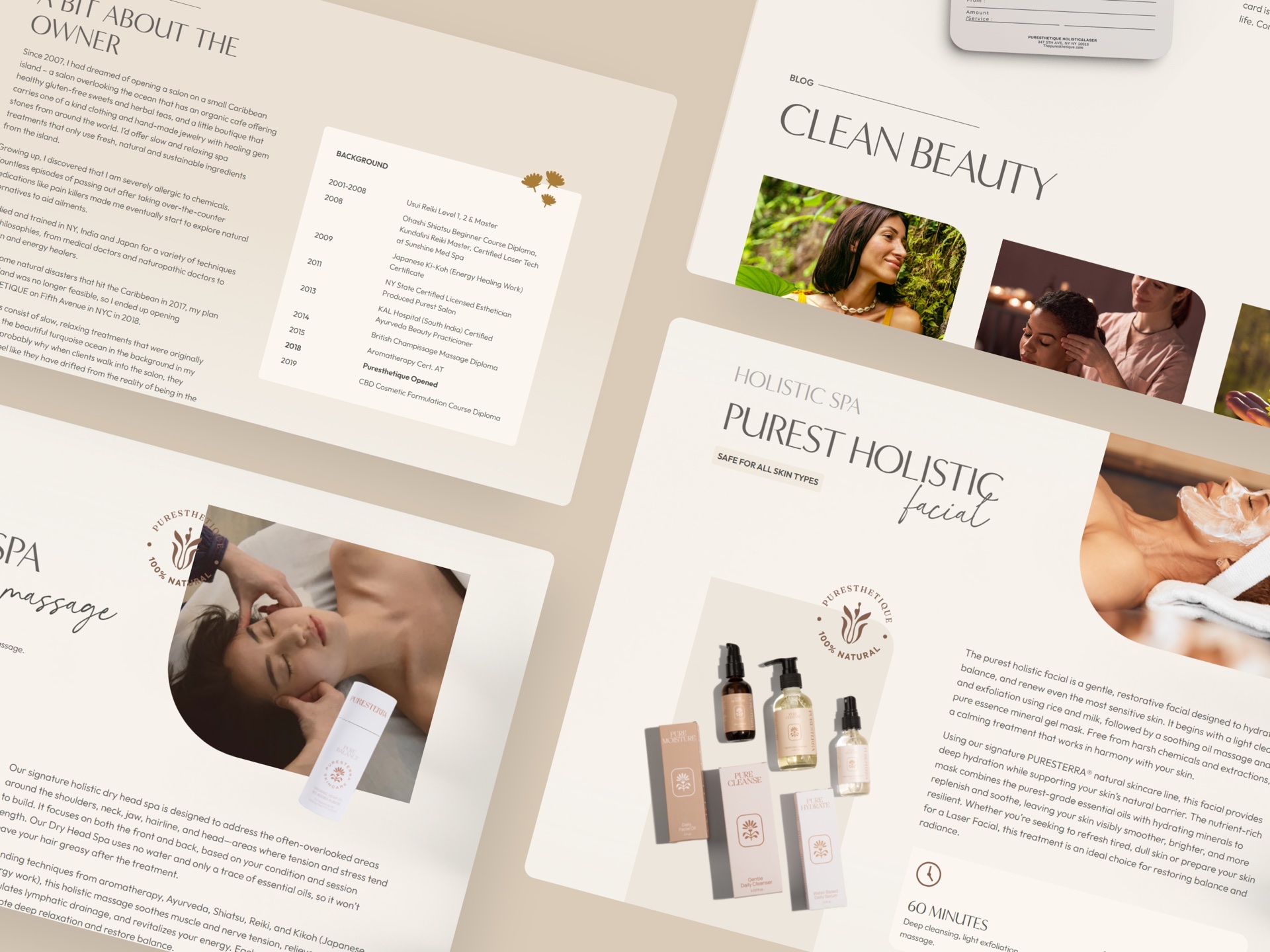 Puresthetique website — about, blog and treatment pages