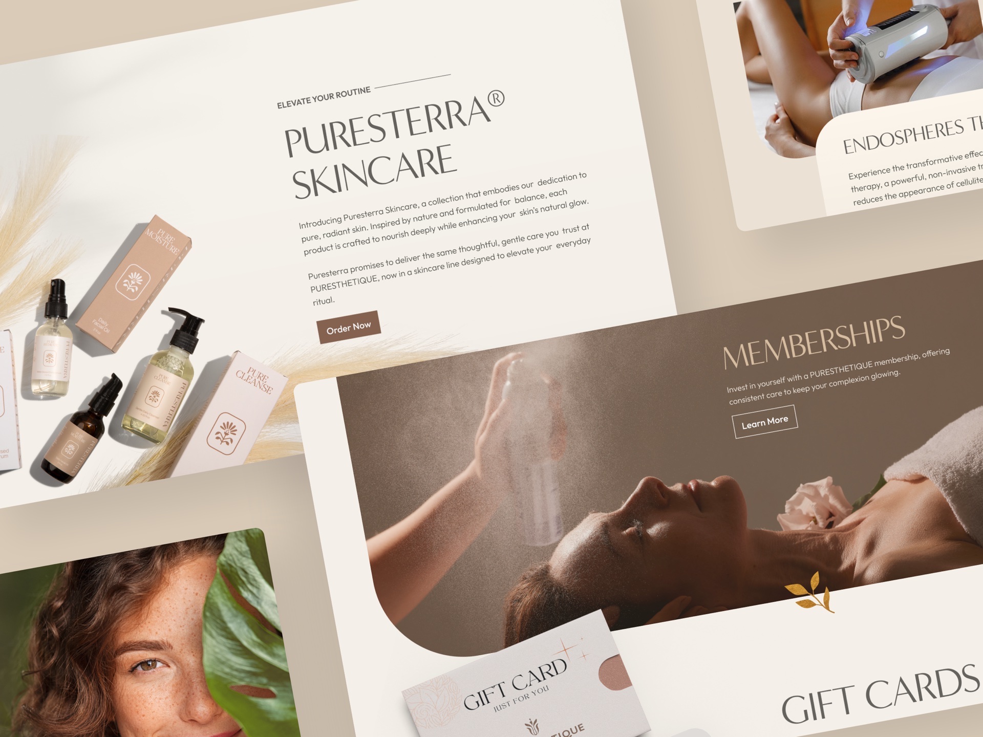 Puresthetique website — skincare, memberships and gift cards