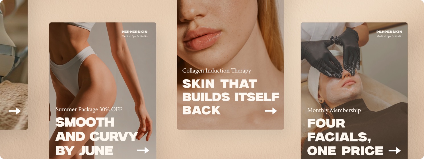 Med spa advertising agency &mdash; sample ad creatives for a med spa client